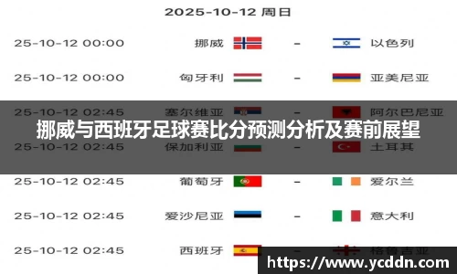 挪威与西班牙足球赛比分预测分析及赛前展望